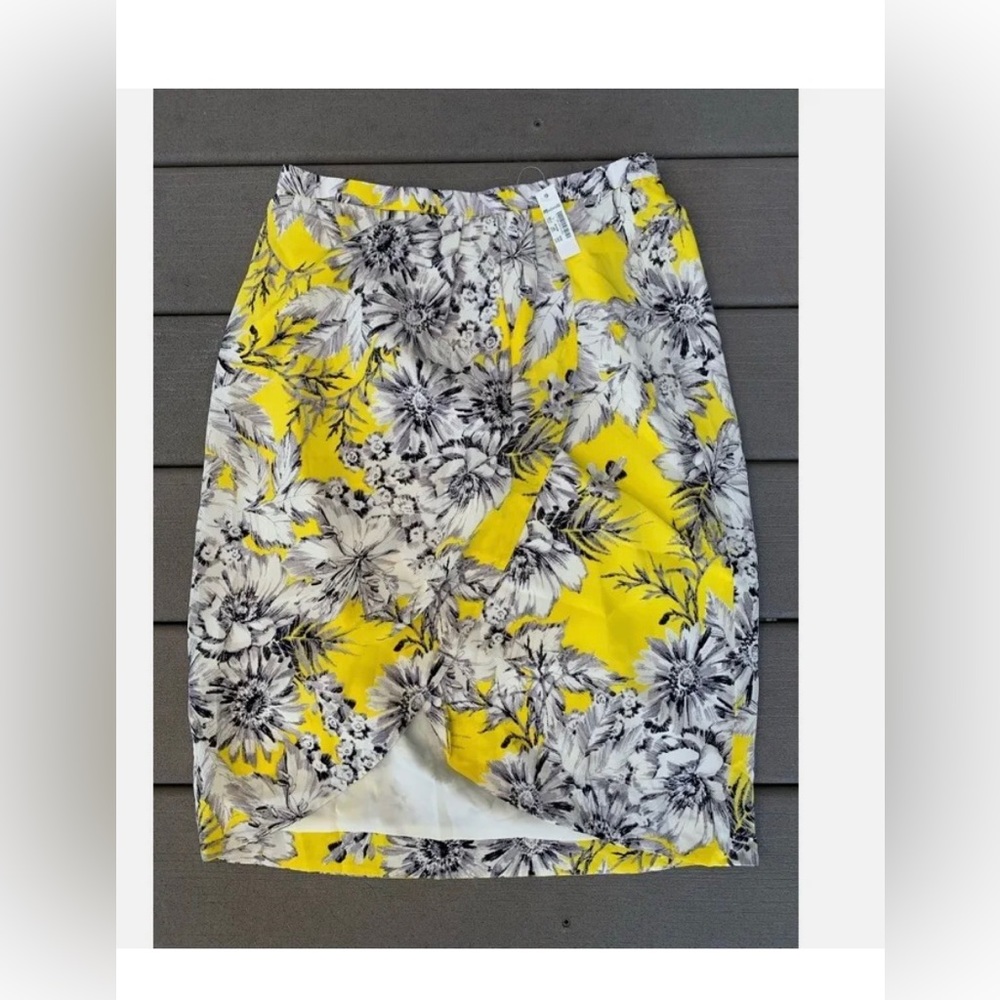 MADEWELL BROADWAY & BROOME 100% Silk Yellow Floral Skirt